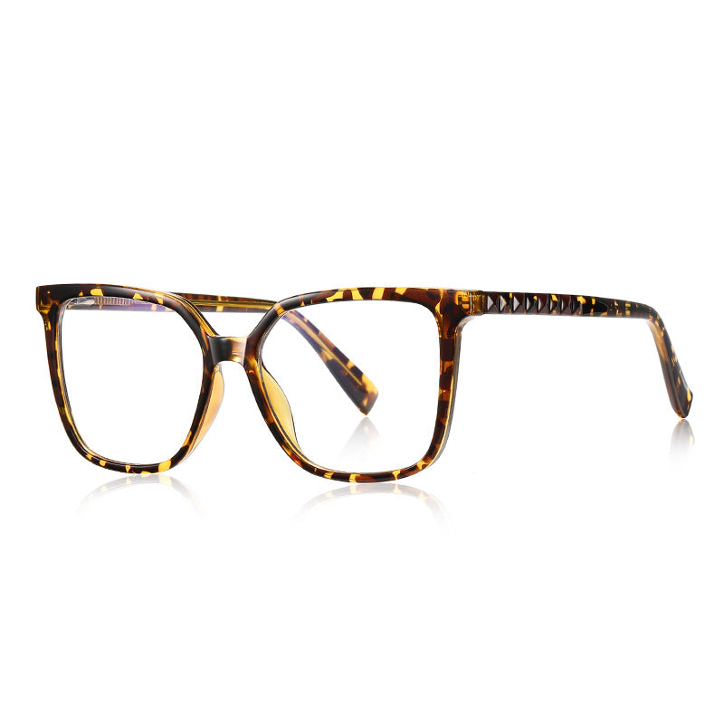Pyramid Stud Square Blue Light Blocking Glasses in Amber Tortoiseshell