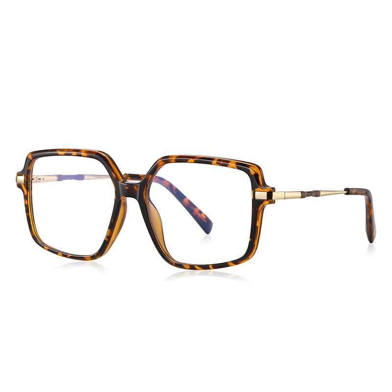 Knotted Temple Square Blue Light Blocking Glasses in Amber Leopard Tortoiseshell