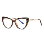 Studded Brow Cat Eye Blue Light Blocking Glasses
