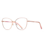 Slotted Temple Butterfly Spring Hinge Blue Light Blocking Glasses in Rose Gold with Blush Pink Slotted Temples