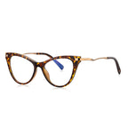 Wave Temple Cat Eye Blue Light Blocking Glasses in Amber Leopard Tortoiseshell