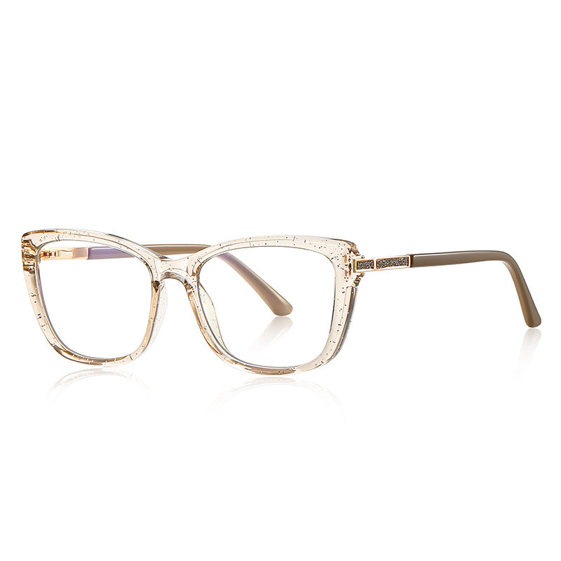 Pavé Bar Square Blue Light Blocking Glasses in Champagne Gold