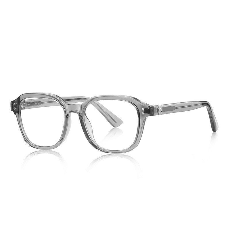 Double-Bar Hinge Square Blue Light Blocking Glasses in Translucent Grey