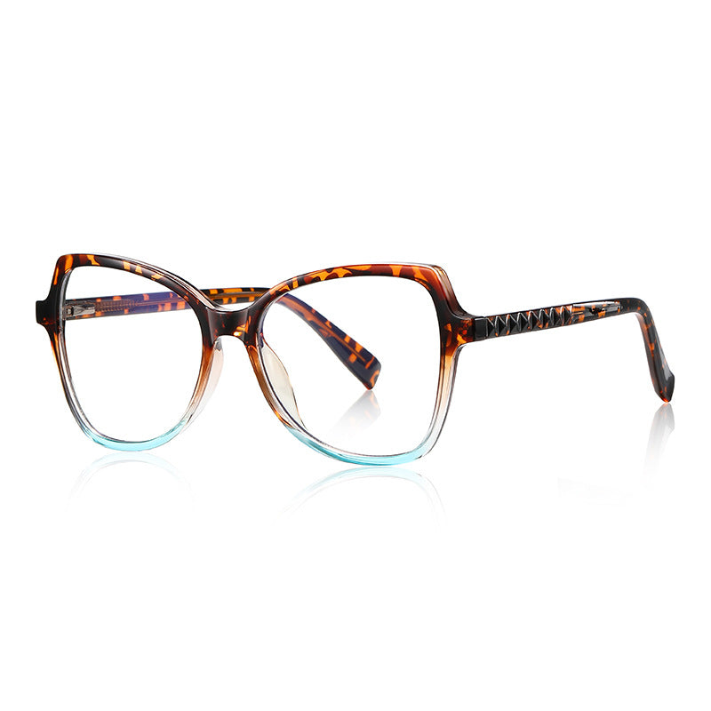 Gradient Pyramid Stud Butterfly Blue Light Blocking Glasses in Tortoiseshell to Turquoise Gradient