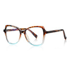 Gradient Pyramid Stud Butterfly Blue Light Blocking Glasses in Tortoiseshell to Turquoise Gradient