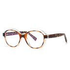 Layered Rim Round Blue Light Blocking Glasses in Amber Tortoiseshell and Clear