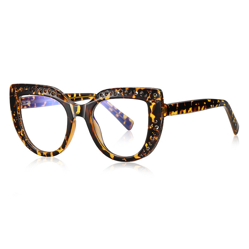 Punched Dot Cat Eye Blue Light Blocking Glasses in Amber Tortoiseshell