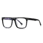 Oversized Square Flat-Top Acetate Blue Light Blocking Glasses in Charcoal Grey Stripe