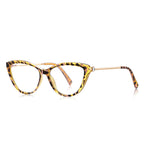 Baguette Crystal Cat Eye Blue Light Blocking Glasses in Amber Leopard Tortoiseshell