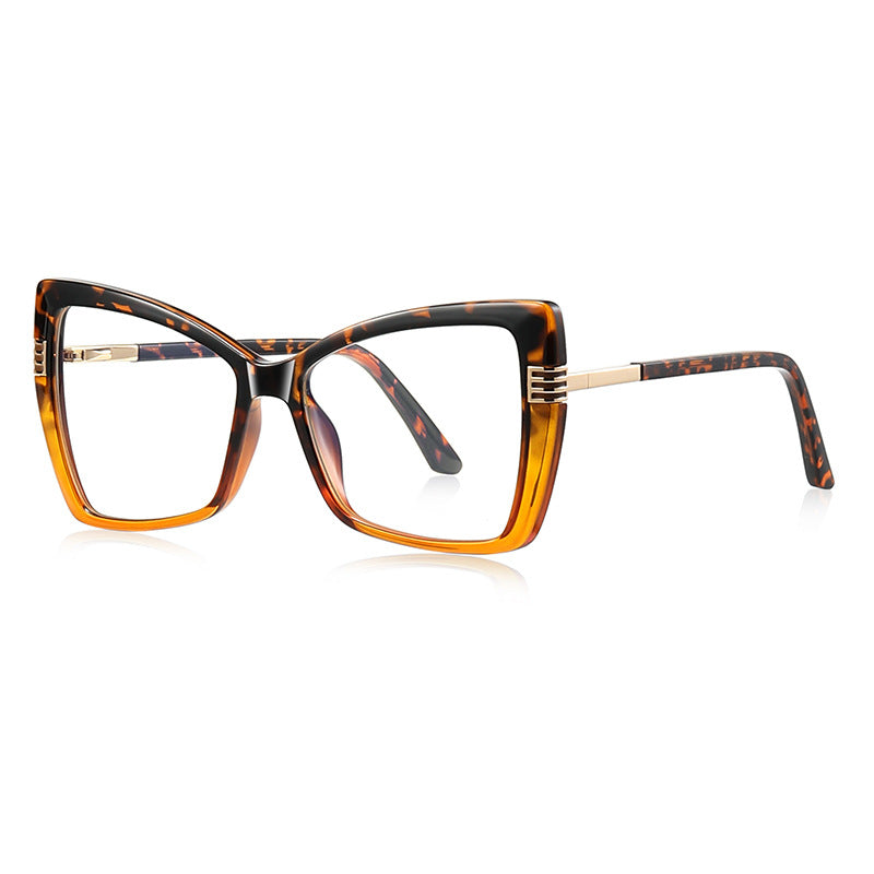 Triple Bar Butterfly Square Blue Light Blocking Glasses in Amber Leopard Tortoiseshell