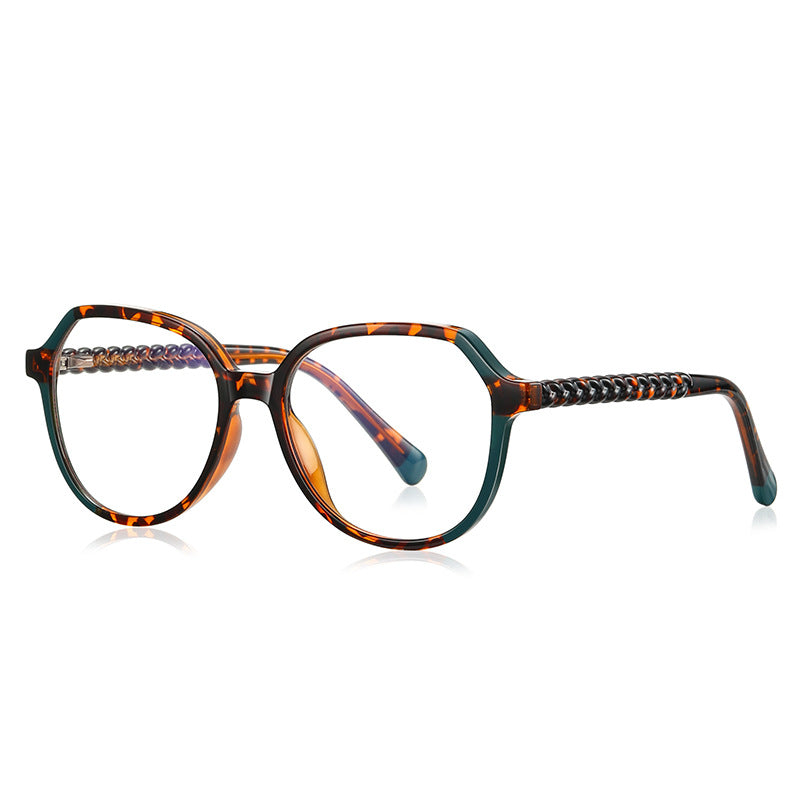 Braided Temple Geometric Blue Light Blocking Glasses in Tortoiseshell & Green
