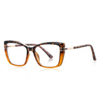 Oversized Cat-Eye Square Acetate Gold Temple Blue Light Blocking Glasses in Tortoise Amber Gradient