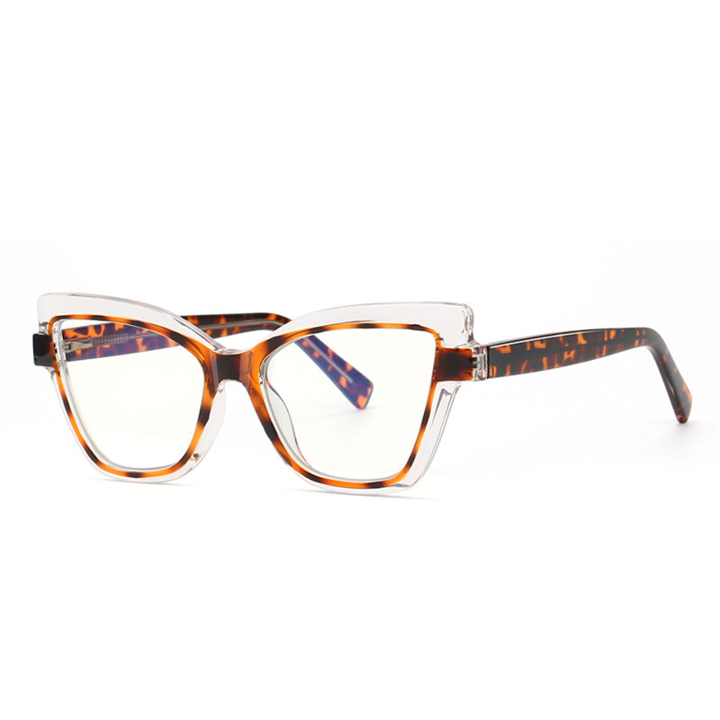 Floating Frame Cat Eye Blue Light Blocking Glasses in Crystal Clear with Inner Tortoiseshell Frame
