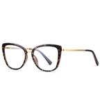 Gradient Metal Bridge Cat Eye Blue Light Blocking Glasses in Gradient Ruby Red to Clear