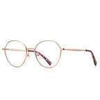 Geometric Metal Round Blue Light Blocking Glasses in Rose Gold
