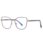 Braided Temple Butterfly Blue Light Blocking Glasses in Rose Gold with Royal Blue Enamel Rim