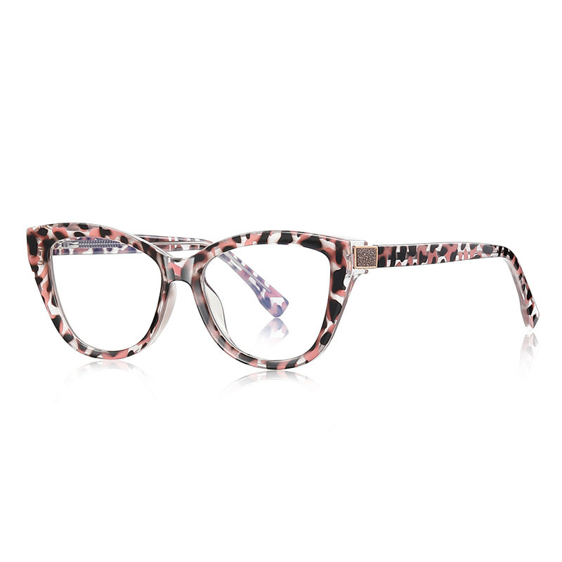 Crystal Accent Cat Eye Blue Light Blocking Glasses in Pink Tortoiseshell