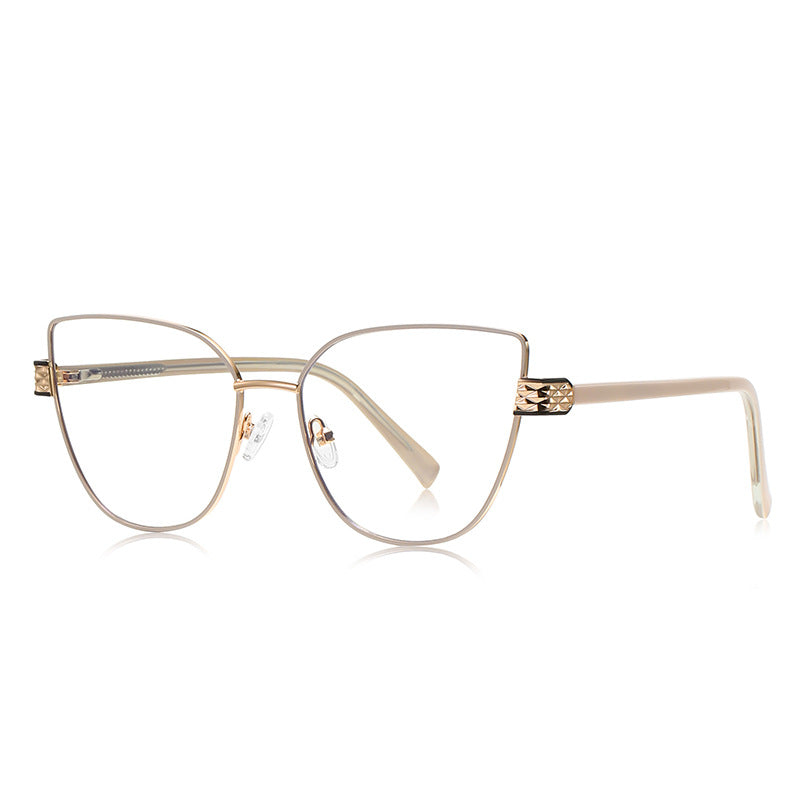 Diamond-Cut Hinge Cat Eye Blue Light Blocking Glasses in Midnight Navy with Gold Hardware