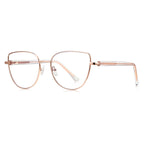 Enamel Trim Cat Eye Blue Light Blocking Glasses in Rose Gold with Blush Pink Enamel Rim