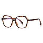 Pyramid Stud Hexagon Blue Light Blocking Glasses in Amber Leopard Tortoiseshell