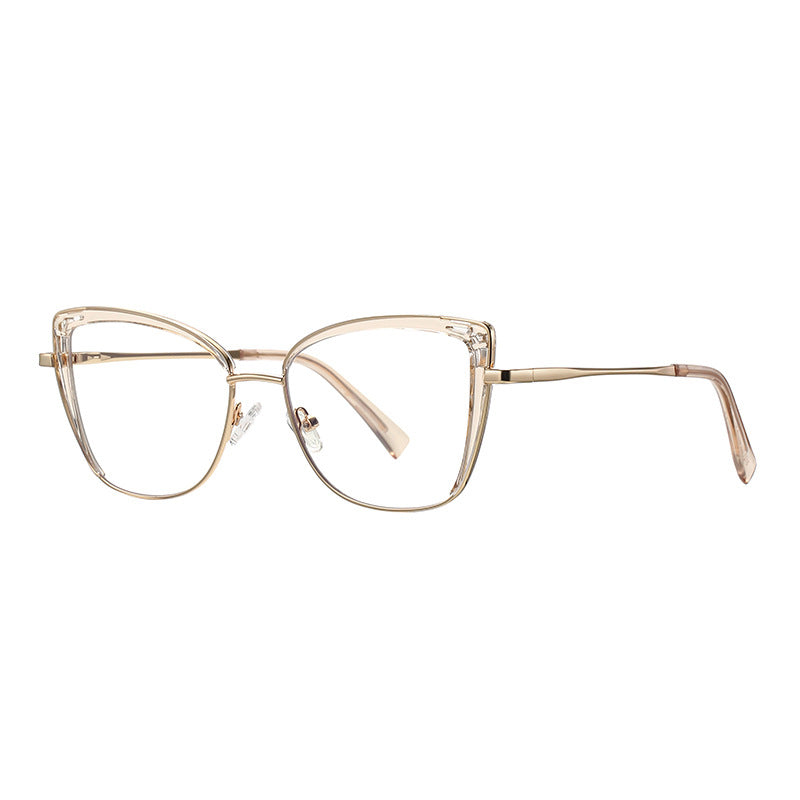 Cutout Wing Butterfly Blue Light Blocking Glasses in Translucent Champagne Nude & Gold