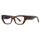 Chevron Quilted Cat Eye Blue Light Blocking Glasses in Amber Leopard Tortoiseshell