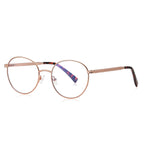 Chain-Link Temple Round Blue Light Blocking Glasses in Rose Gold