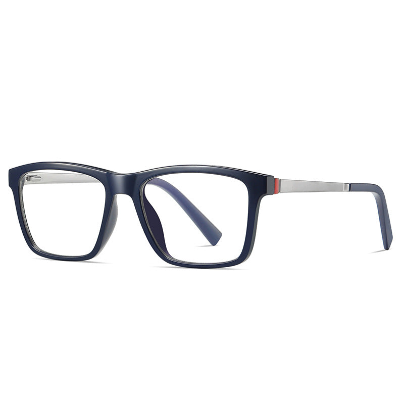 Modern Rectangle Blue Light Blocking Glasses in Matte Navy & Gunmetal