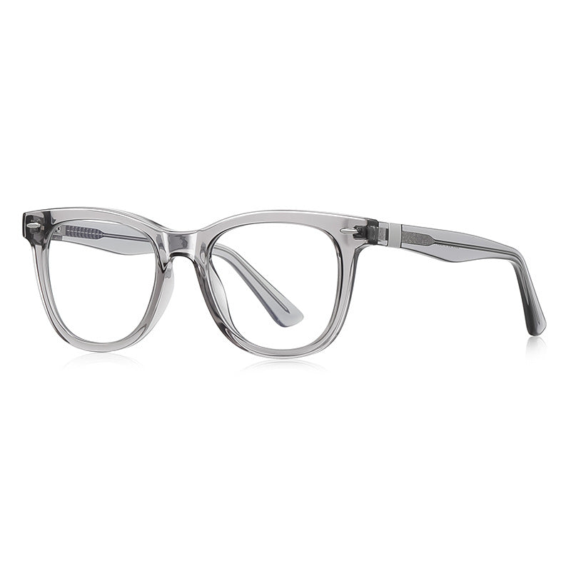 Metal Band Square Blue Light Blocking Glasses in Smoke Grey