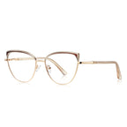 Brow Cap Metal Cat Eye Blue Light Blocking Glasses in Polished Gold and Amber Tortoise