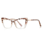Double-Bar Hinge Cat Eye Blue Light Blocking Glasses in Pink Leopard Tortoiseshell