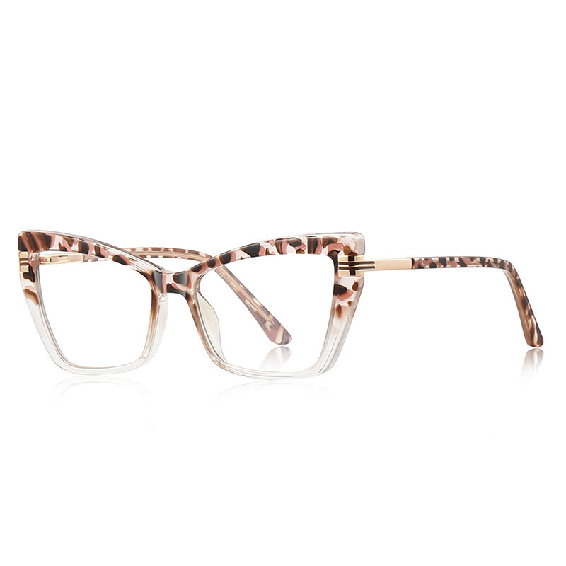 Double-Bar Hinge Cat Eye Blue Light Blocking Glasses in Pink Leopard Tortoiseshell