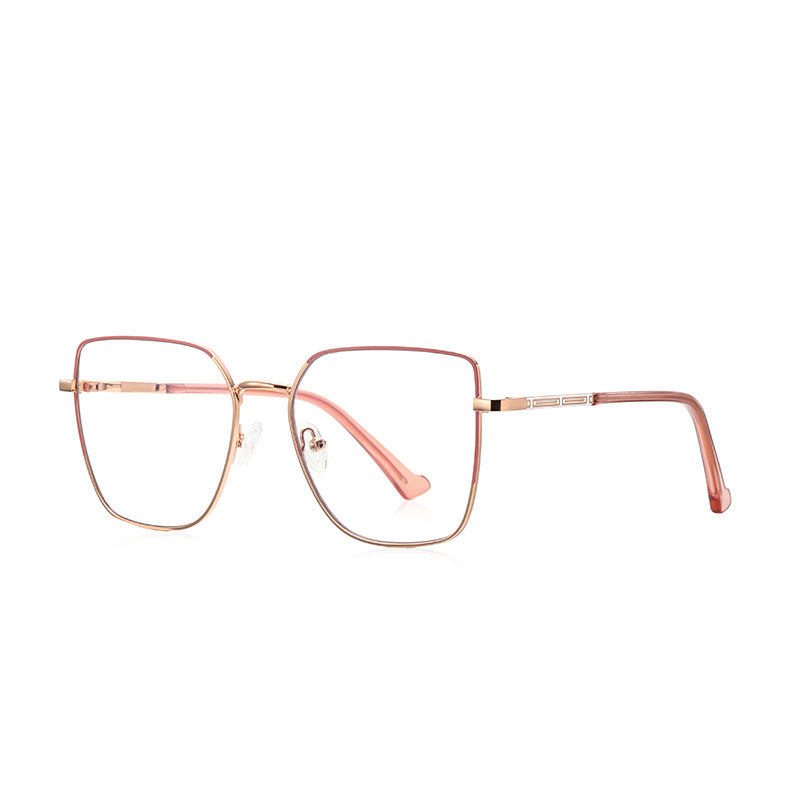 Linear Bar Square Spring Hinge Blue Light Blocking Glasses in Rose Gold Blush