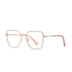 Linear Bar Square Spring Hinge Blue Light Blocking Glasses in Rose Gold Blush