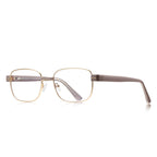 Block Hinge Metal Square Blue Light Blocking Glasses in Gold with Taupe Grey Temples