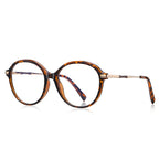 Twisted Temple Round Blue Light Blocking Glasses in Amber Tortoiseshell & Gold
