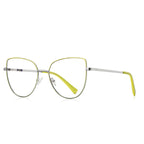 Enamel Edge Butterfly Blue Light Blocking Glasses in Silver & Lime Yellow Enamel