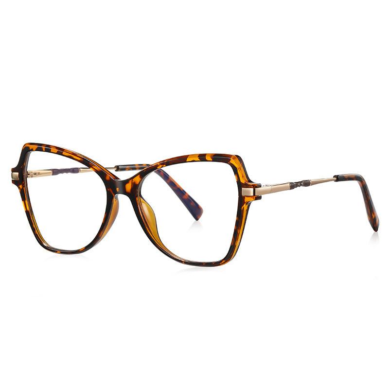 Double Bridge Butterfly Blue Light Blocking Glasses in Amber Leopard Tortoiseshell