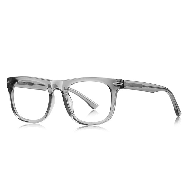 Dual Bar Rivet Rectangle Blue Light Blocking Glasses in Smoke Grey