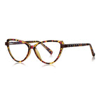Diamond Quilted Cat Eye Blue Light Blocking Glasses in Amber Tortoiseshell