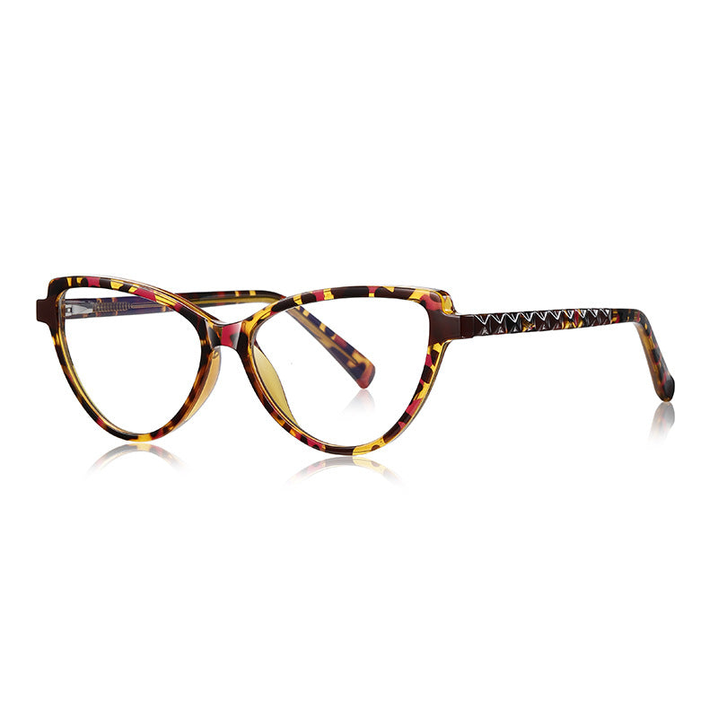 Diamond Quilted Cat Eye Blue Light Blocking Glasses in Amber Tortoiseshell
