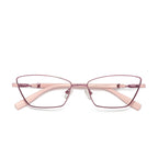 Contrast Sleeve Metal Cat Eye Blue Light Blocking Glasses in Metallic Rose with Pink