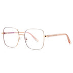 Ladder Temple Metal Square Blue Light Blocking Glasses in Rose Gold & Blush Enamel