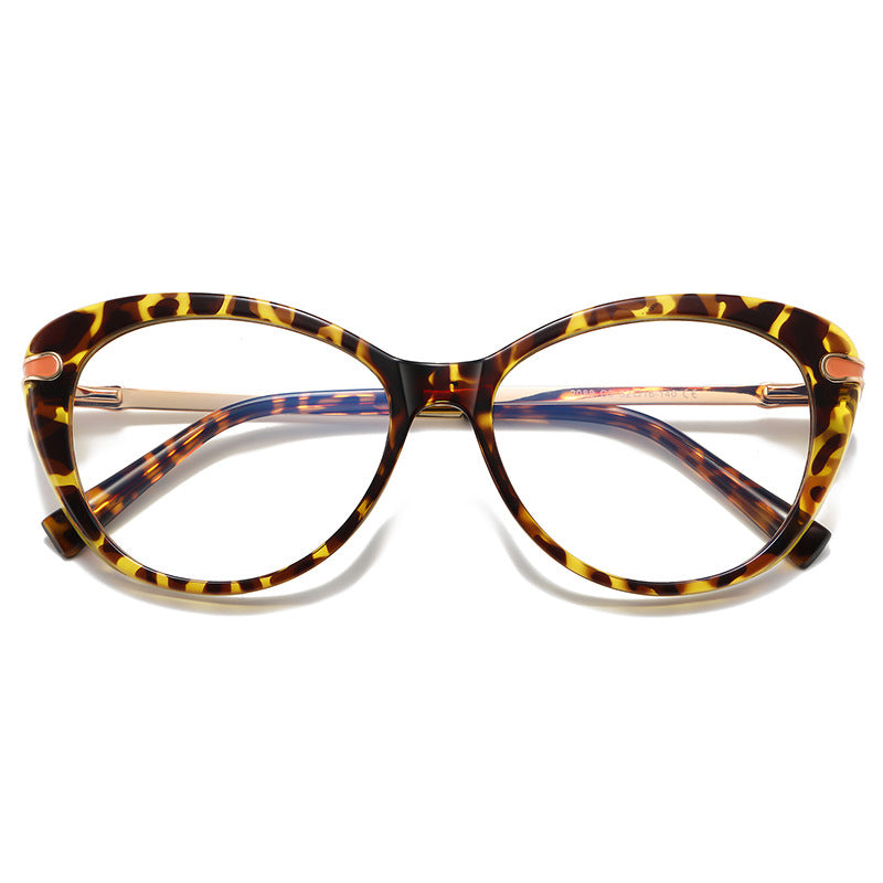 Enamel Inset Cat Eye Blue Light Blocking Glasses in Tortoiseshell & Coral