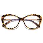 Enamel Inset Cat Eye Blue Light Blocking Glasses in Tortoiseshell & Coral