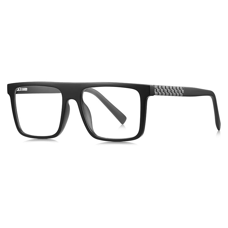 Checkerboard Temple Navigator Blue Light Blocking Glasses in Solid Matte Black