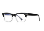 Dual Rivet Rectangle Blue Light Blocking Glasses in Black &amp; Clear Two-Tone