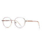 Filigree Metal Round Blue Light Blocking Glasses in Rose Gold with Pink Temples