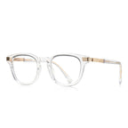 LENSVA Stepped Accent Keyhole Square Blue Light Glasses in Crystal Clear