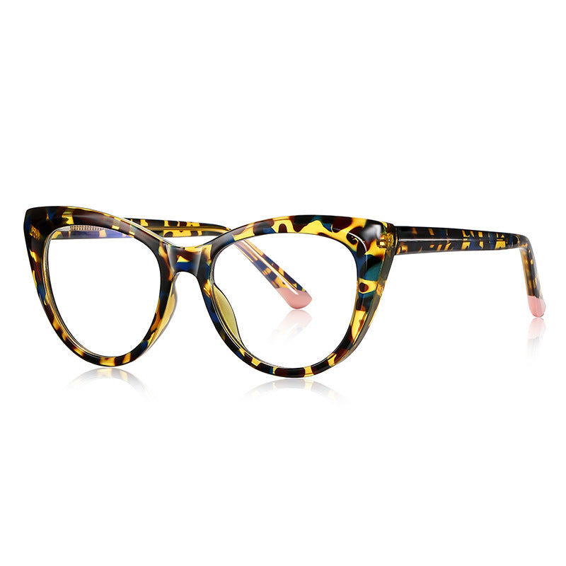 Contrast Tip Cat Eye Blue Light Blocking Glasses in Colorful Tortoiseshell with Pink Tips